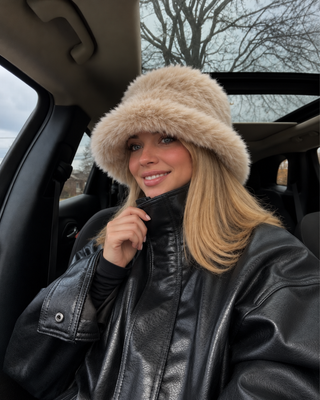 FLUFFY FAUX FUR HAT ARCTIC WHITE