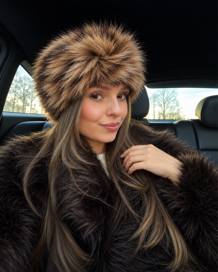 ICON FUR 2-IN-1 NATURAL FUR HEADBAND & NECK WARMER WOLF