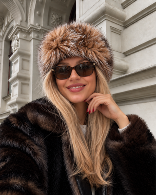 ICON FUR 2-IN-1 NATURAL FUR HEADBAND & NECK WARMER FROSTED FOX