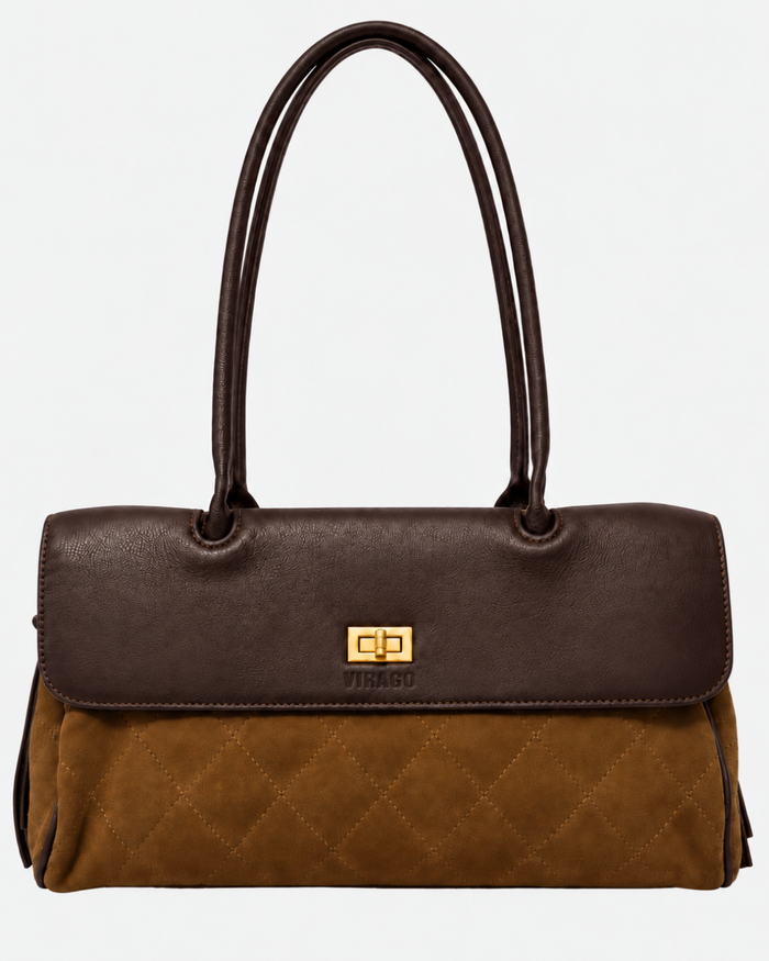 QUILTED LEATHER SHOULDER BAG CARAMEL