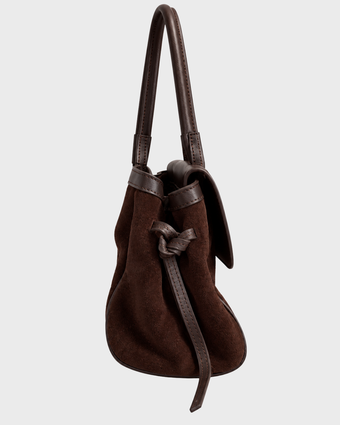 QUILTED LEATHER SHOULDER BAG DARK CHOCOLATE