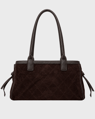 QUILTED LEATHER SHOULDER BAG DARK CHOCOLATE