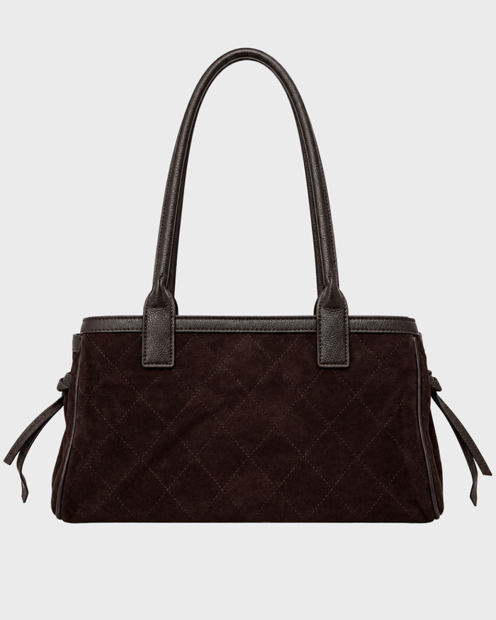 QUILTED LEATHER SHOULDER BAG DARK CHOCOLATE
