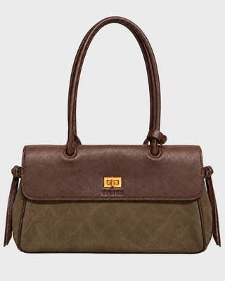 QUILTED LEATHER SHOULDER BAG OLIVE BROWN