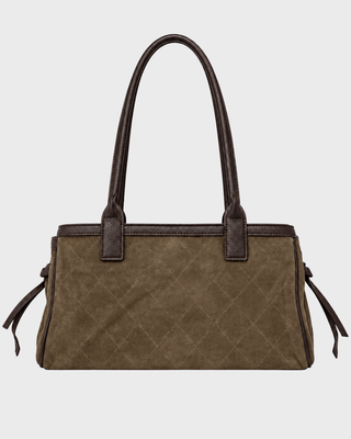QUILTED LEATHER SHOULDER BAG OLIVE BROWN