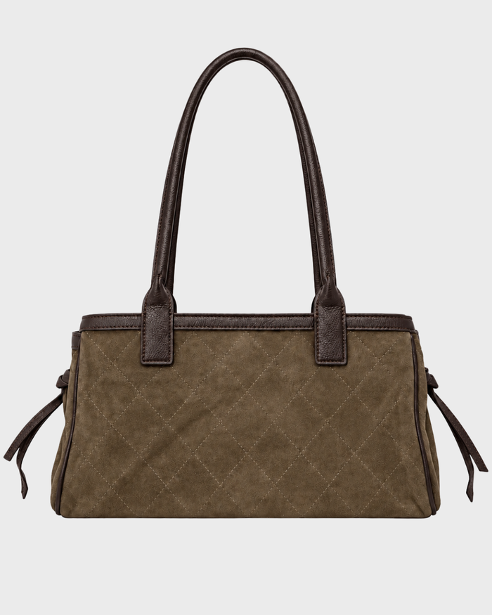 QUILTED LEATHER SHOULDER BAG OLIVE BROWN