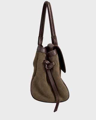 QUILTED LEATHER SHOULDER BAG OLIVE BROWN