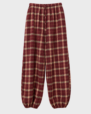 CHERRY CHECK PLAID BALLOON PANTS