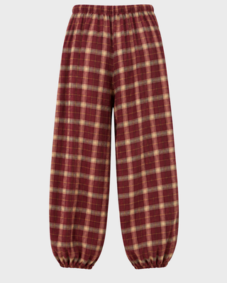 CHERRY CHECK PLAID BALLOON PANTS