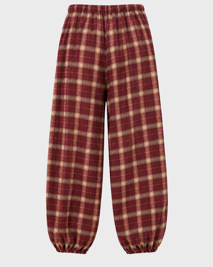 CHERRY CHECK PLAID BALLOON PANTS