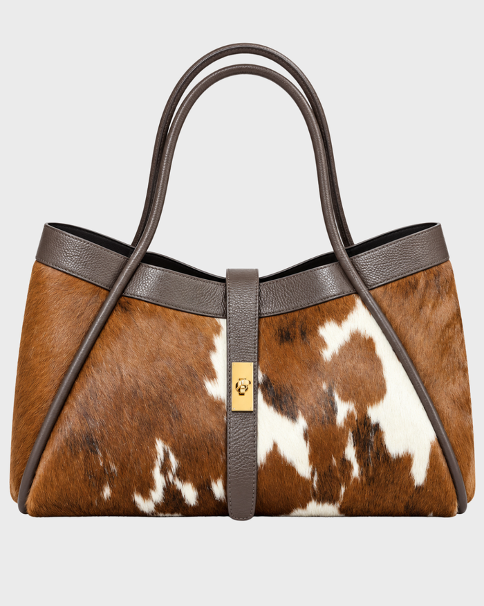 MAXI COW PRINT LEATHER BAG
