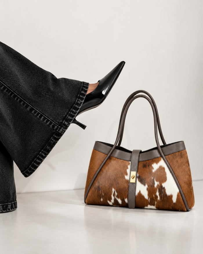 MAXI COW PRINT LEATHER BAG