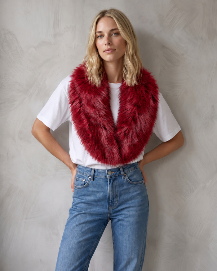 SOFT FUR COLLAR BURGUNDY