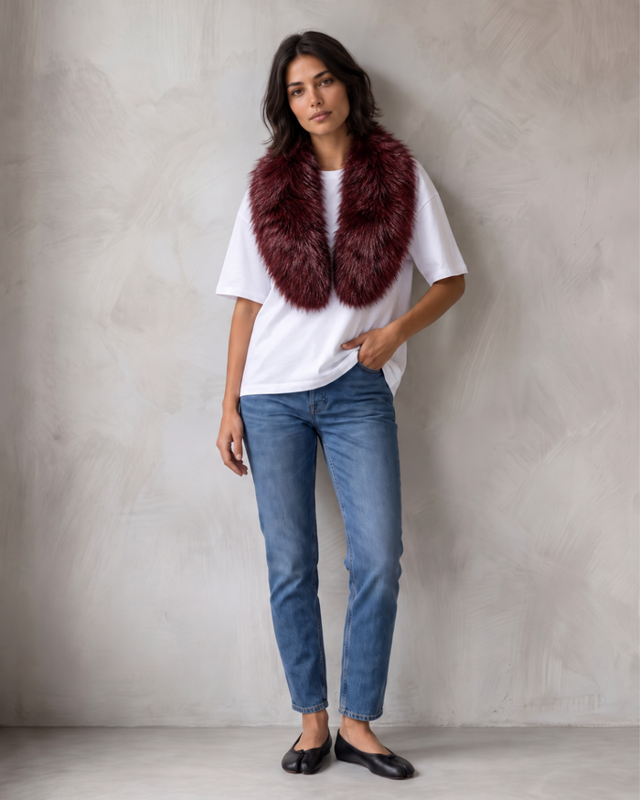 SOFT FUR COLLAR CHOCOLATE