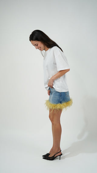 MINI FALDA VIRAGO CON PLUMAS