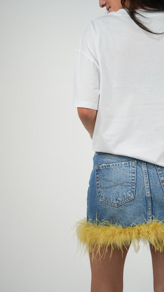 MINI FALDA VIRAGO CON PLUMAS