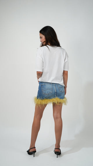 MINI FALDA VIRAGO CON PLUMAS