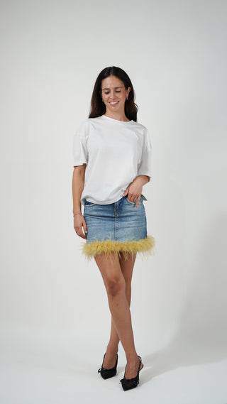 MINI FALDA VIRAGO CON PLUMAS